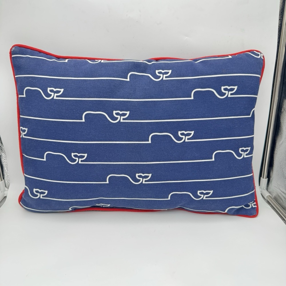 Vineyard Vines Target 14x20 Whale Line Lumbar Pillow Red White Navy Home